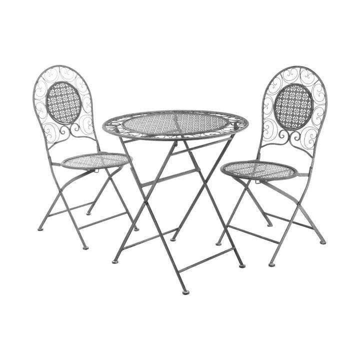 3pc Jardin Grey Table & 2 Chairs Set