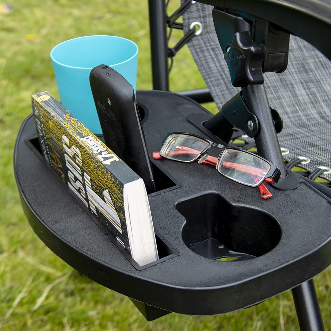 Deluxe Gravity Garden Reclining Sun Chair Lounger - Black