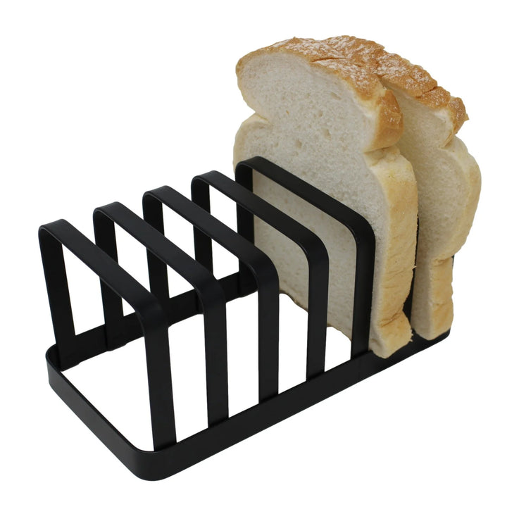 Black Flat Iron Metal 6 Slot Bread Toast Rack