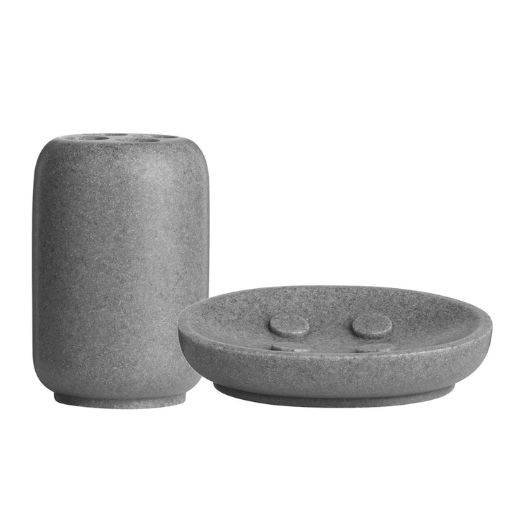 Canyon Grey Stone Soap Dispenser Dish Toothbrush Holder