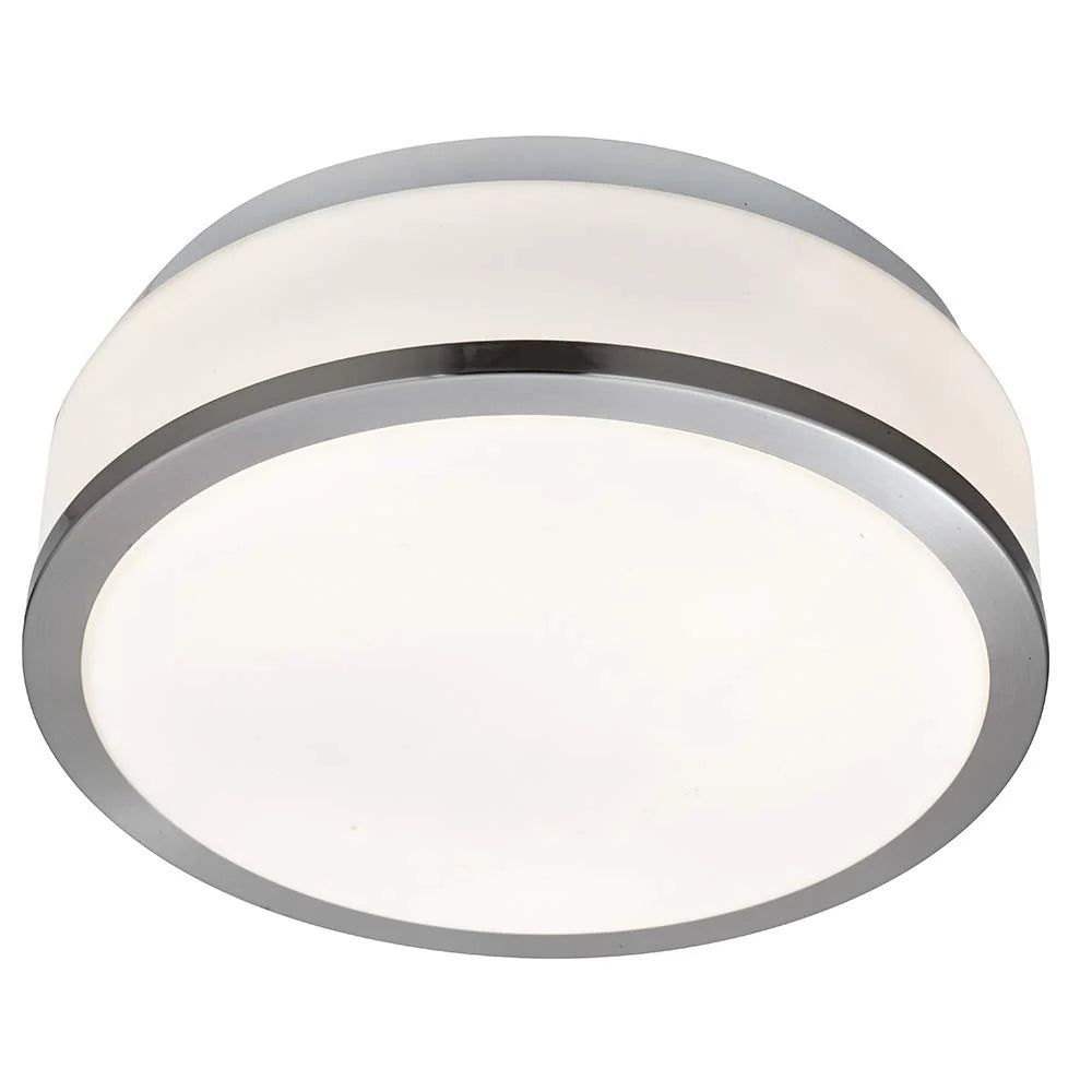 Cheese 28cm 2 Light Satin Silver Glass Shade Flush