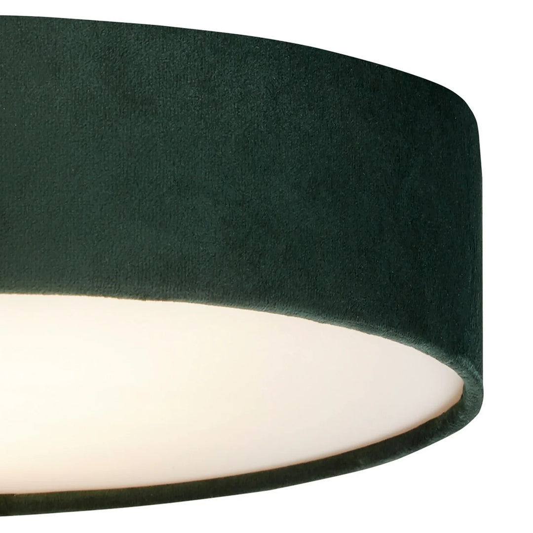 Drum 2 2 Light Flush Ceiling Light Green Velvet Shade